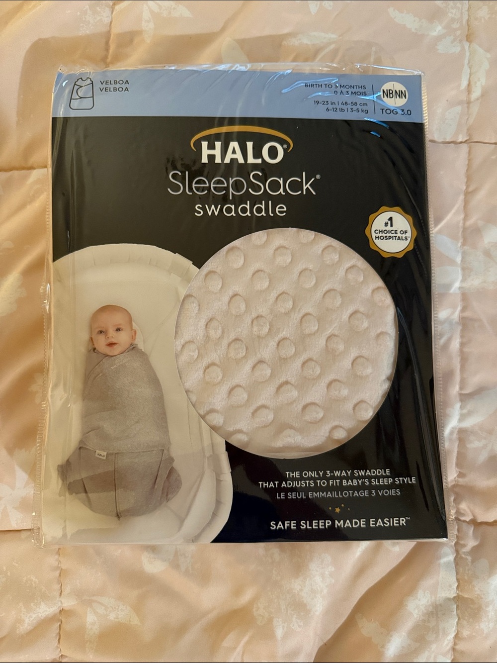 HALO Innovations SleepSack Swaddle Wrap Minky Dot light pink